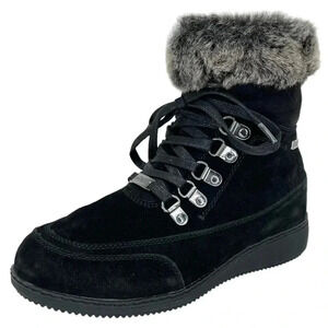 NWOB Khombu Farros Black Leather Womens Ankle Boots Size 8M